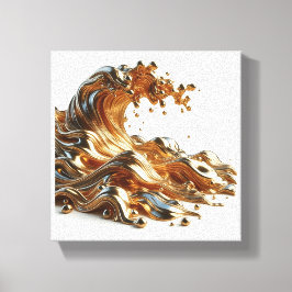 Luxury 3D Liquid Gold Wave - Metallic Fluid Abstra Canvastryck