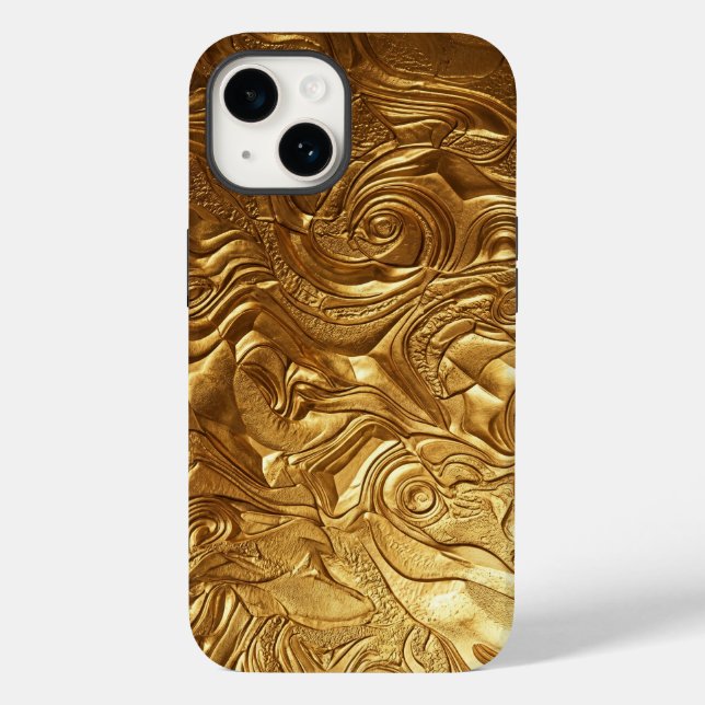 Luxury 3D Metallic Liquid Gold Texture iPhone Case (Baksida)