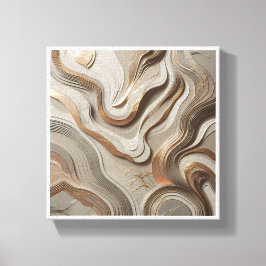 Luxury 3D Sculpted Marble Waves - Elegant Gold and Canvastryck