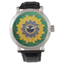 Luxury 3D Solar Mandala Keychain - Gold & Emerald  Armbandsur
