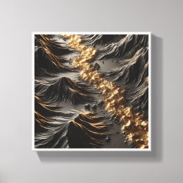Luxury 3D Topography Abstract - Golden Gold River Canvastryck