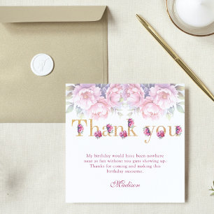 Luxury 50 Birthday Blommigt Rosa Guld Glitter Tack Kort
