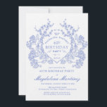 LUXURY 60: e Vintagen Blått Blommigt Vapensköld Inbjudningar<br><div class="desc">En vapensköld för blå blommigt i elegantens Fransk tar vintagen i mitten på den här inbjudan om att födelsedag inte ska hållas. Ornat,  formellt och mycket feminin kommer att få dam att känna sig mycket speciellt. Det finns samordning av party.</div>