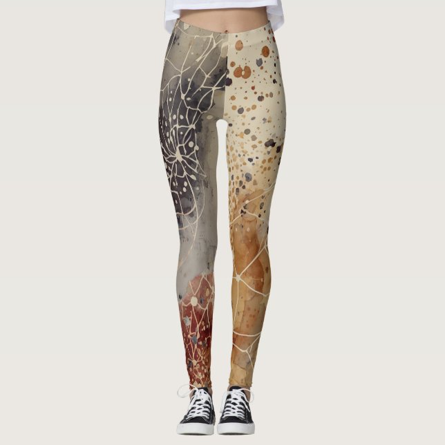 Luxury,Abstract Gold Black Brown Beige Leggings (Framsida)