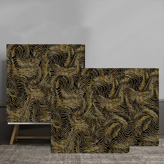 Luxury Abstract Gold Wave Line Pattern Kakelplatta (Skapare uppladdad)