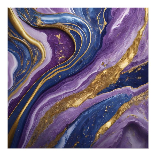 Luxury Abstrakt Canvas Wall Art | Lila, blått och Fototryck (Framsidan)