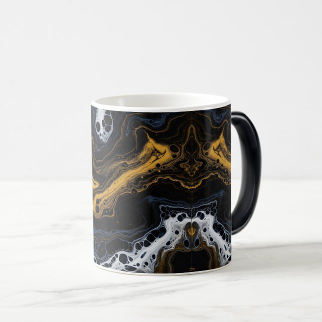 Luxury Abstrakt Kaffe koppar - Black, Guld & White (Framsida höger)
