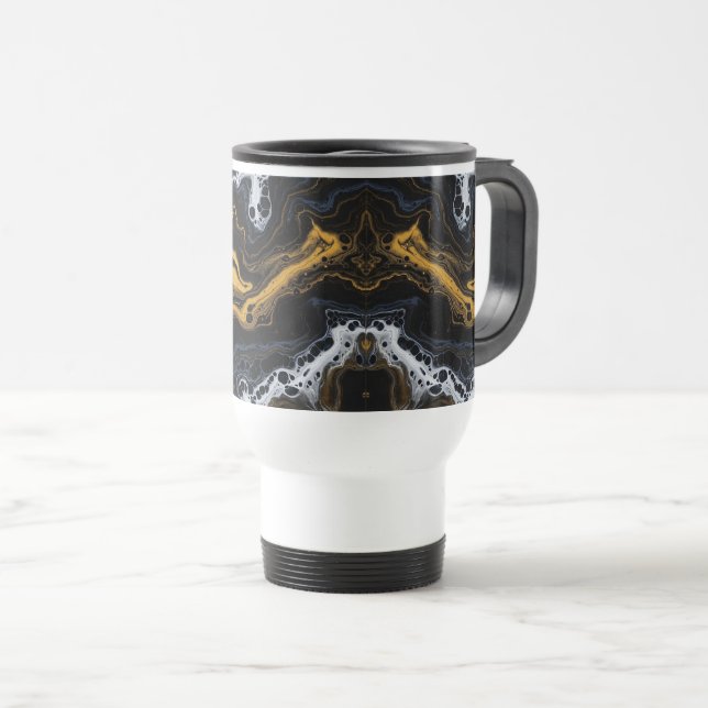 Luxury Abstrakt Kaffe koppar - Black, Guld & White (Framsida höger)