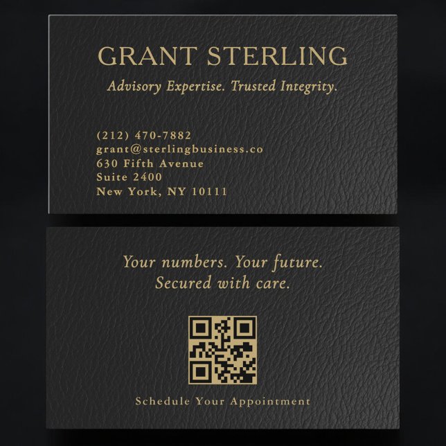 Luxury Accountant CPA Faux Leather QR Code Visitkort (Skapare uppladdad)