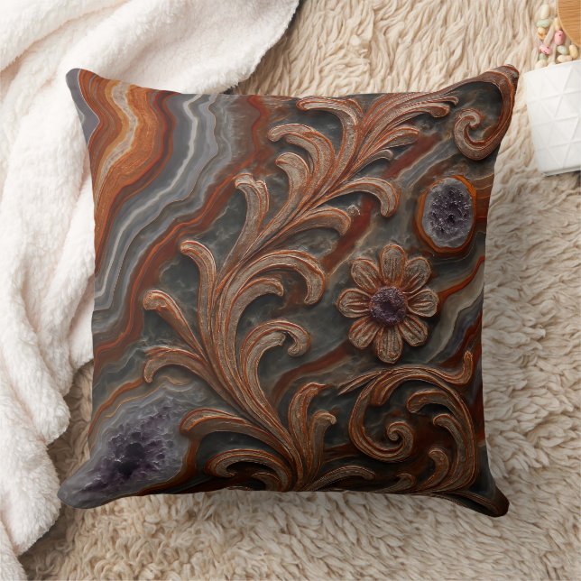 Luxury Agate and Geode Mineral Decorative Pillow Kudde (Filt)