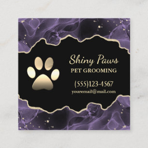 Luxury Agate Glitter Hund Tass Pet Grooming Fyrkantigt Visitkort