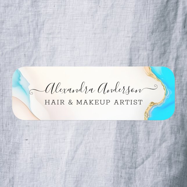 Luxury Agate Marble Holografik-skript Namnbricka (Luxury Agate Marble Holographic Script Name Tag)