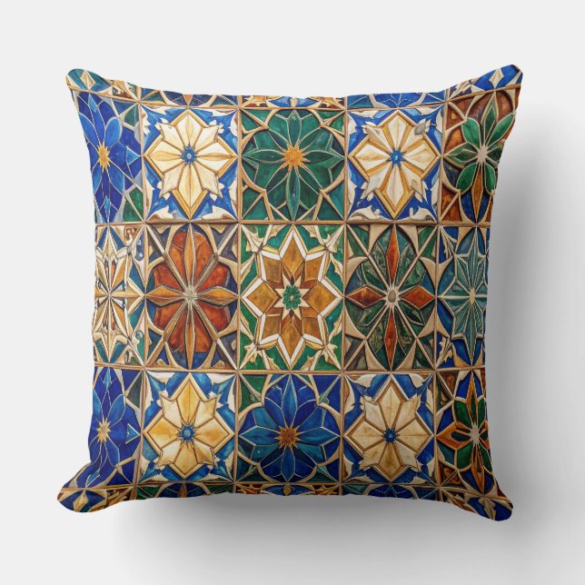Luxury Algerian Zellig Tile Pattern Prayer Pillow Kudde (Framsida)
