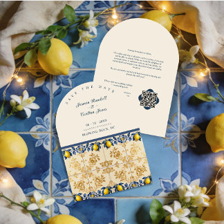 Luxury Amalfi Gold Tile Lemon Wedding TLW26 Spara Datumet
