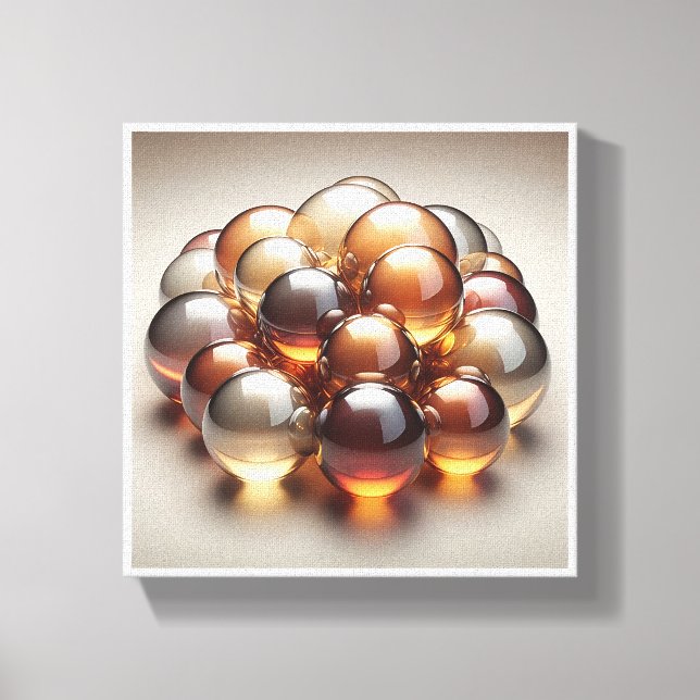 Luxury Amber Glass Spheres - 3D Crystal Abstract W Canvastryck (Framsida)