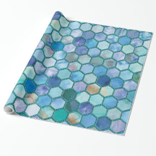 Luxury Aqua Blue honeycomb mönster Presentpapper