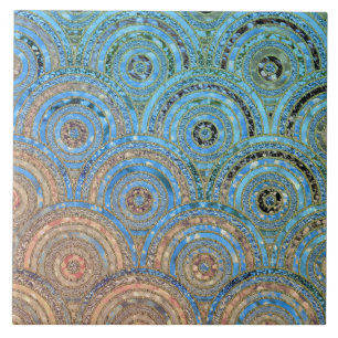 Luxury Aqua Cream Metall Foil Glitter Dots Circles Kakelplatta