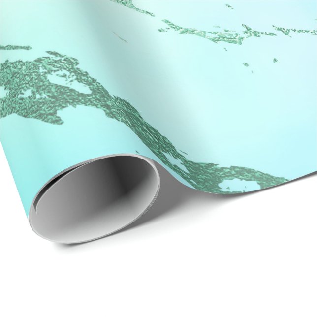 Luxury Aqua Mint Blue Rosa Lila Marble Presentpapper (Rullad Hörn)