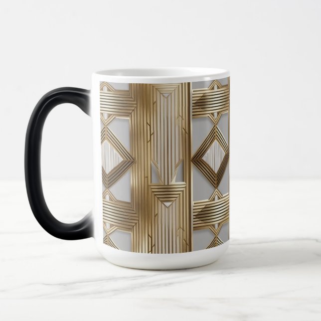 Luxury Art Deco Guld Mugg - Elegant Geometric Patt (Vänster)