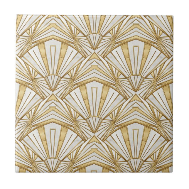Luxury Art Deco Sunburst Infinite Pattern - Cream  Kakelplatta (Framsidan)