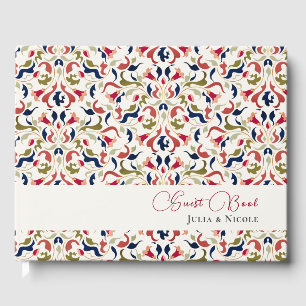Luxury Artistic Botanical Blommigt Paisley Bröllop Gästböcker