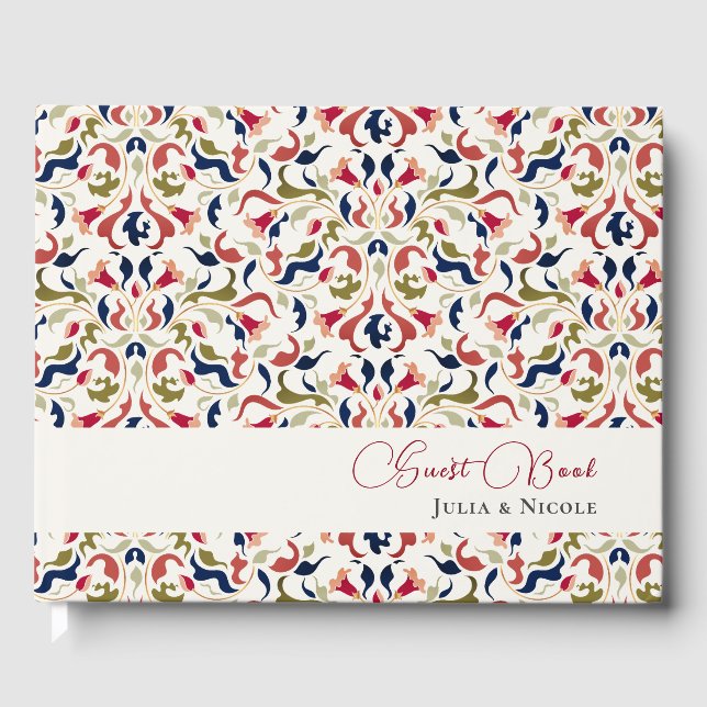 Luxury Artistic Botanical Blommigt Paisley Bröllop Gästböcker (Framsida)