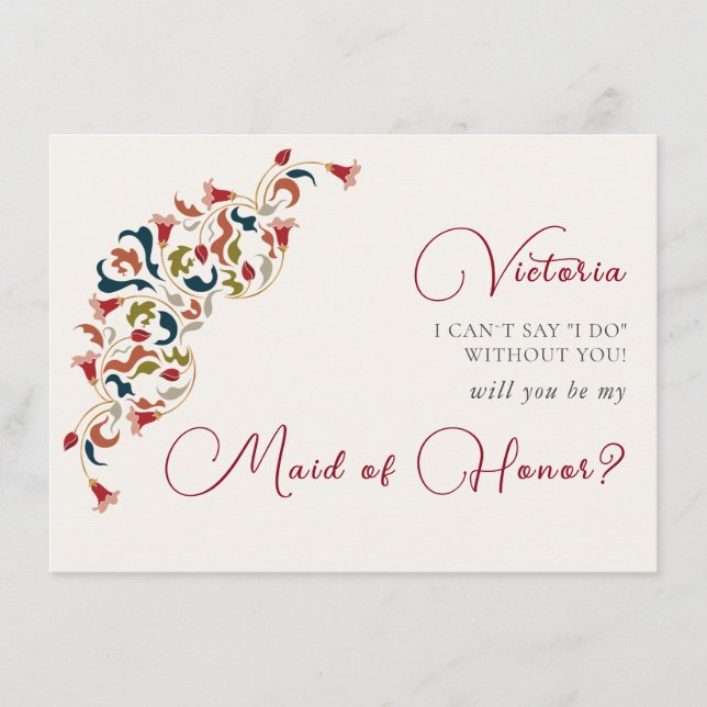 Luxury Artistic Botanical Blommigt Paisley Bröllop Meny (Framsida)