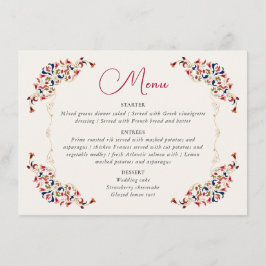 Luxury Artistic Botanical Blommigt Paisley Bröllop Meny