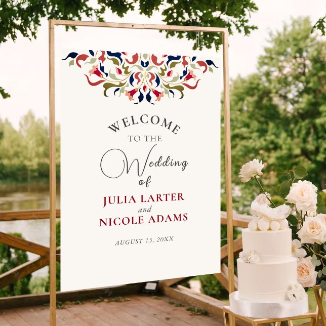 Luxury Artistic Botanical Blommigt Paisley Bröllop Poster (Skapare uppladdad)