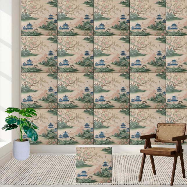 Luxury Asian Decor Chinoiserie Tile Kakelplatta (Luxury Asian Decor Chinoiserie Tile)
