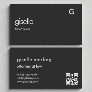 Luxury Attorney Law QR Code Monogram Visitkort