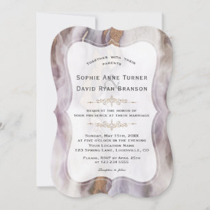 Luxury Aurum Lila Marble Bröllop Inbjudningar