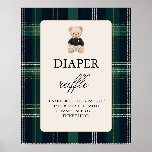 Luxury Baby Shower Boy Diaper Raffle-tecken Poster (Framsidan)