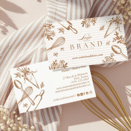 Luxury Baking Utensil Pastry Cake Bakery Shop Logo Visitkort