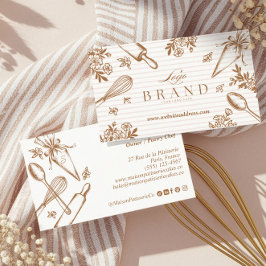 Luxury Baking Utensil Pastry Cake Bakery Shop Logo Visitkort