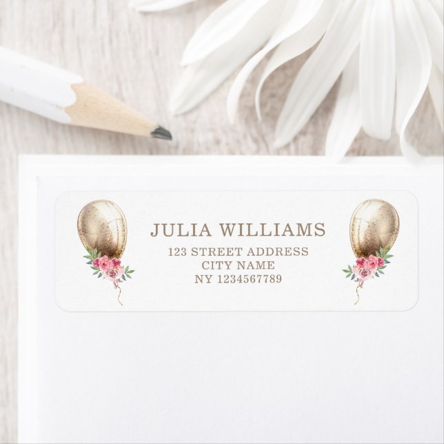 Luxury Balloon Glitter Party Returadress Returadress Etikett (Insitu)