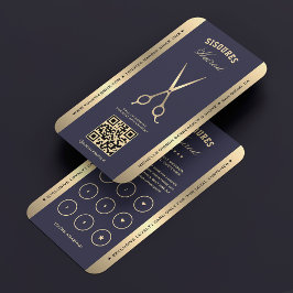 Luxury Barber Navy Guld Barbershop Loyalty Card Visitkort