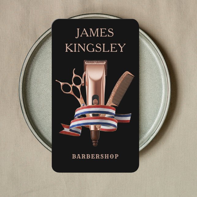 Luxury Barber Studio Professional Barbershop Black Visitkort (Skapare uppladdad)