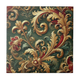 Luxury Baroque Damask Pattern Kakelplatta