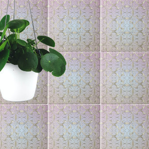 Luxury Baroque Guld Damask Pattern på Pastel Ombre Kakelplatta