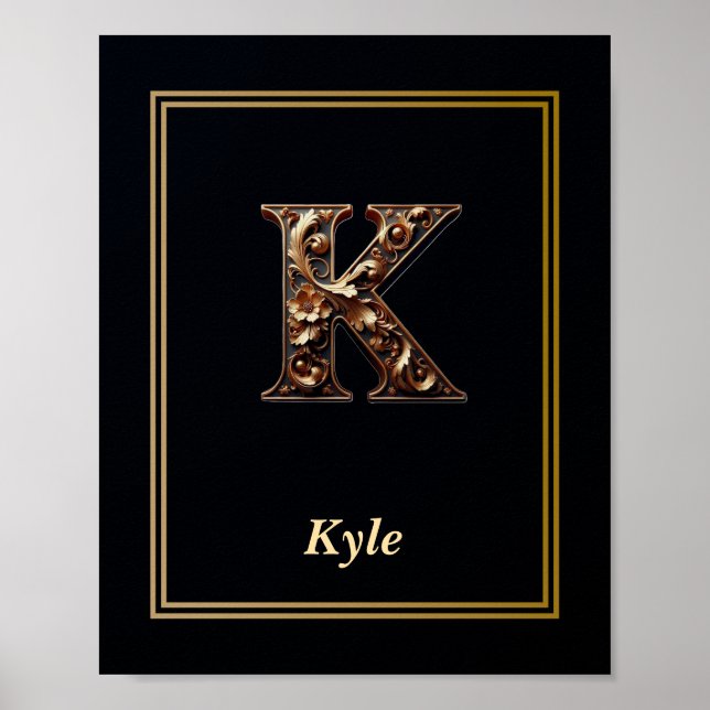 Luxury Baroque Letter K Monogram Poster  (Framsidan)