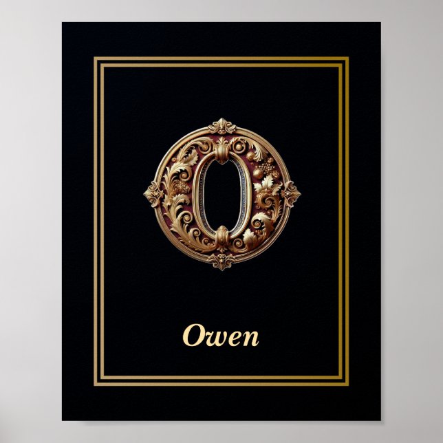 Luxury Baroque Letter O Monogram Poster  (Framsidan)
