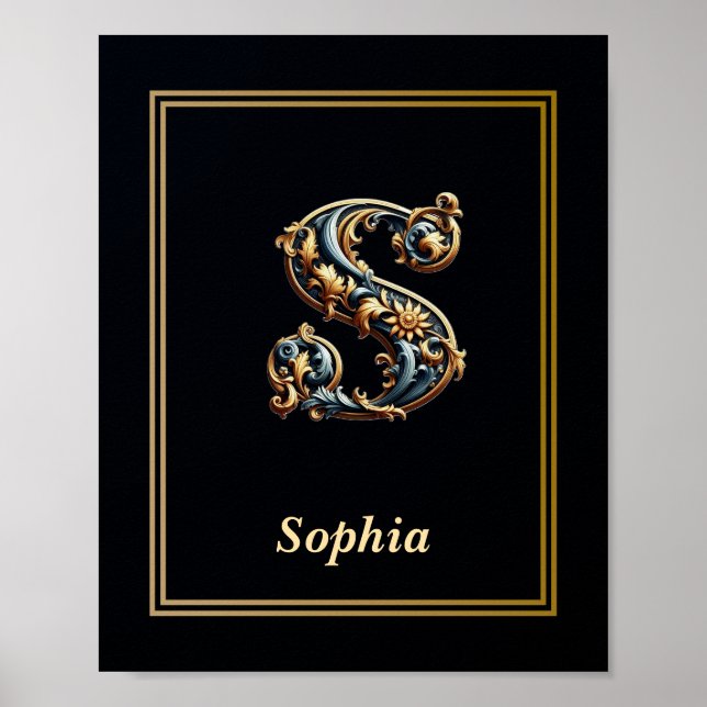 Luxury Baroque Letter S Monogram Poster  (Framsidan)