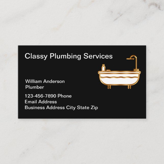 Luxury Bath-tjänsten Classy Plumbering Service Visitkort (Framsida)