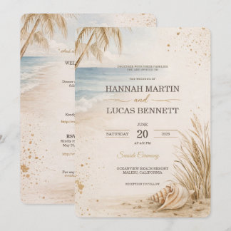 Luxury Beach Wedding Invitation Template Inbjudningar