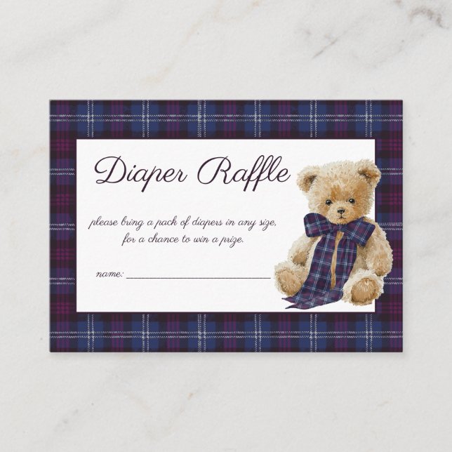 Luxury Bear Baby Shower Diaper Raffle Tilläggskort (Framsida)