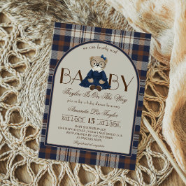 Luxury Bear Preppy Girl Baby Shower Inbjudningar