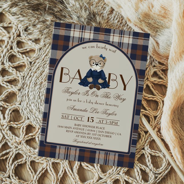 Luxury Bear Preppy Girl Baby Shower Inbjudningar (Skapare uppladdad)