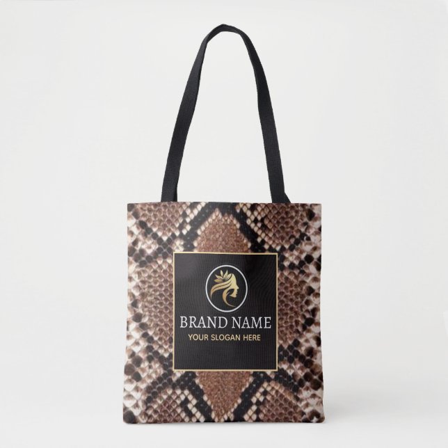 Luxury Beauty Branding Brown Python Snake Skin  Tygkasse (Framsida)