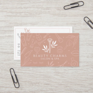 Luxury Beauty Charms Rosa Makeup Logotyp Visitkort